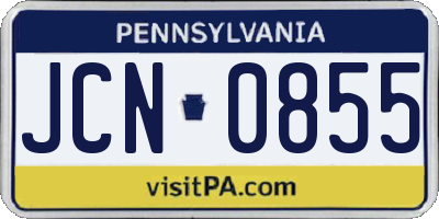 PA license plate JCN0855