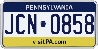PA license plate JCN0858