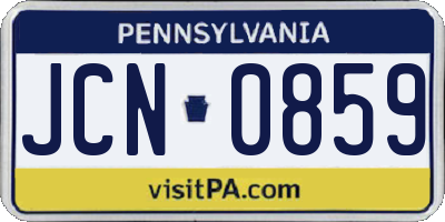 PA license plate JCN0859
