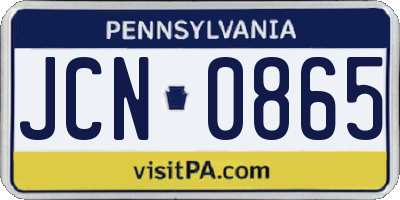 PA license plate JCN0865