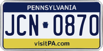PA license plate JCN0870