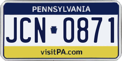 PA license plate JCN0871