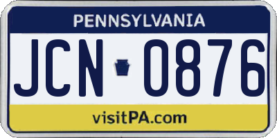 PA license plate JCN0876