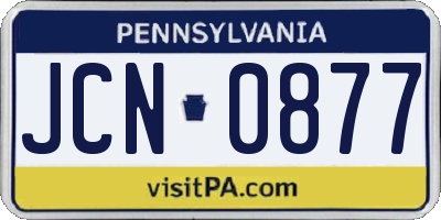 PA license plate JCN0877