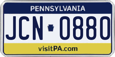 PA license plate JCN0880