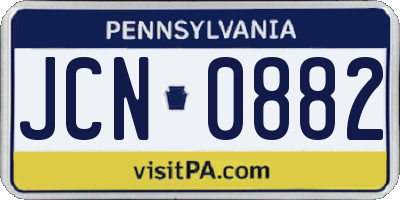 PA license plate JCN0882