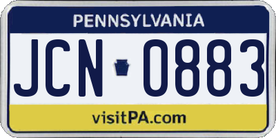 PA license plate JCN0883