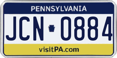 PA license plate JCN0884
