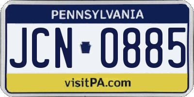PA license plate JCN0885