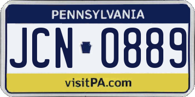 PA license plate JCN0889