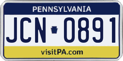 PA license plate JCN0891