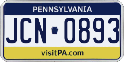 PA license plate JCN0893