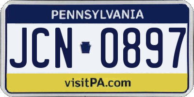 PA license plate JCN0897