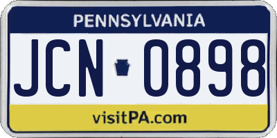 PA license plate JCN0898