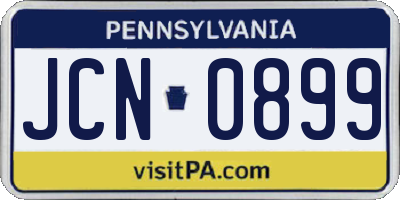 PA license plate JCN0899