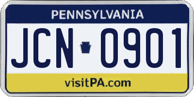 PA license plate JCN0901