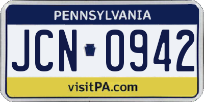 PA license plate JCN0942