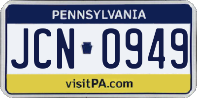 PA license plate JCN0949