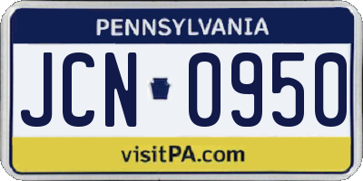 PA license plate JCN0950