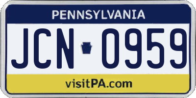 PA license plate JCN0959