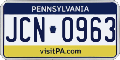 PA license plate JCN0963