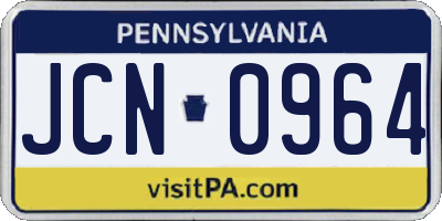 PA license plate JCN0964
