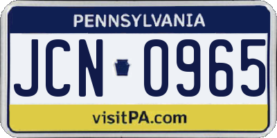 PA license plate JCN0965