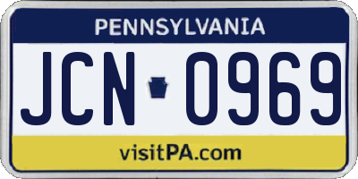 PA license plate JCN0969