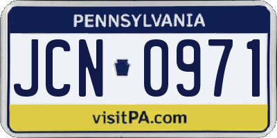 PA license plate JCN0971