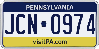 PA license plate JCN0974
