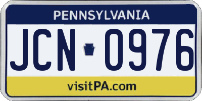 PA license plate JCN0976