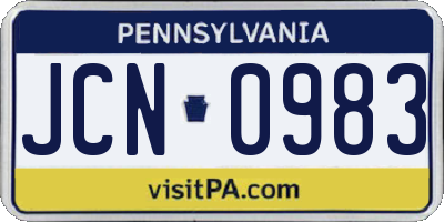 PA license plate JCN0983
