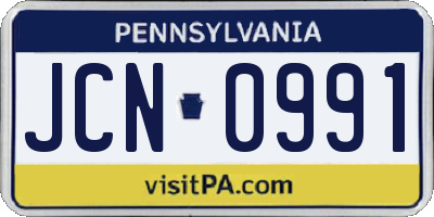PA license plate JCN0991