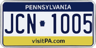 PA license plate JCN1005