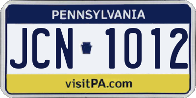 PA license plate JCN1012