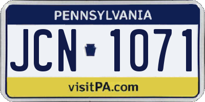 PA license plate JCN1071