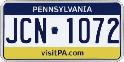 PA license plate JCN1072