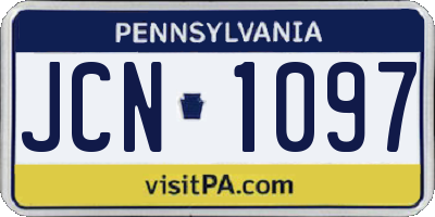 PA license plate JCN1097