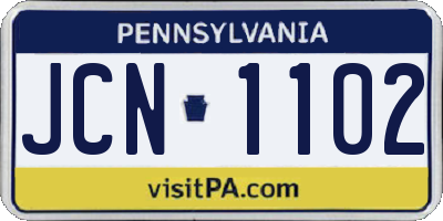 PA license plate JCN1102