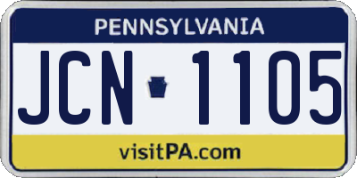PA license plate JCN1105