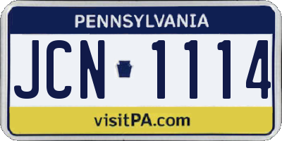 PA license plate JCN1114