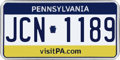 PA license plate JCN1189