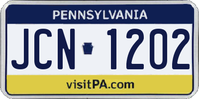 PA license plate JCN1202
