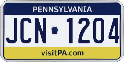 PA license plate JCN1204