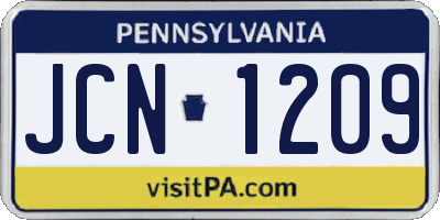 PA license plate JCN1209