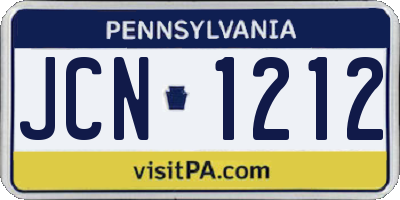 PA license plate JCN1212