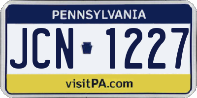 PA license plate JCN1227