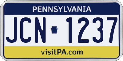 PA license plate JCN1237