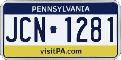 PA license plate JCN1281