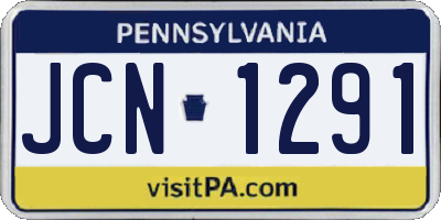 PA license plate JCN1291
